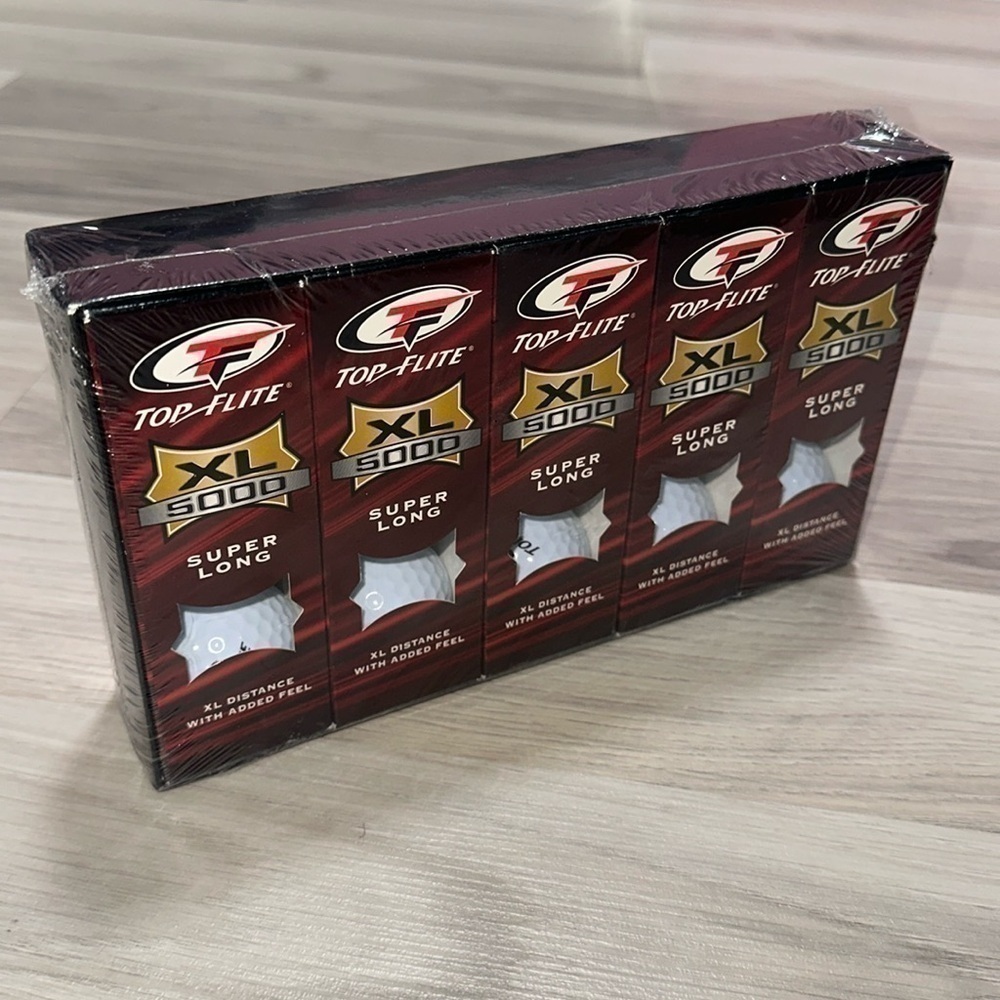 NIB Top Flite XL 5000 Super Long Golf Balls. 5 SLEEVES NEW!